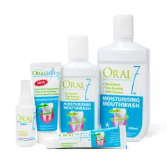 Produkty Oral7: spray, pasta, żel i płyn do płukania jamy ustnej. Idealne, gdy zastanawiasz się, czym płukać afty i szukasz ulgi.